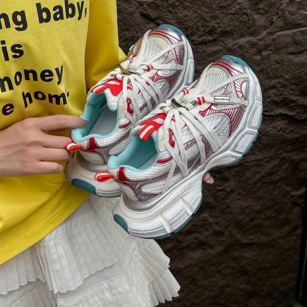 Жареные Уличные Туфли на Платформе с Ремешком-Пауком, Женские, 2025 Весенняя Мода, Нишевые, Легкие, Дышащие, Повседневные Кроссовки