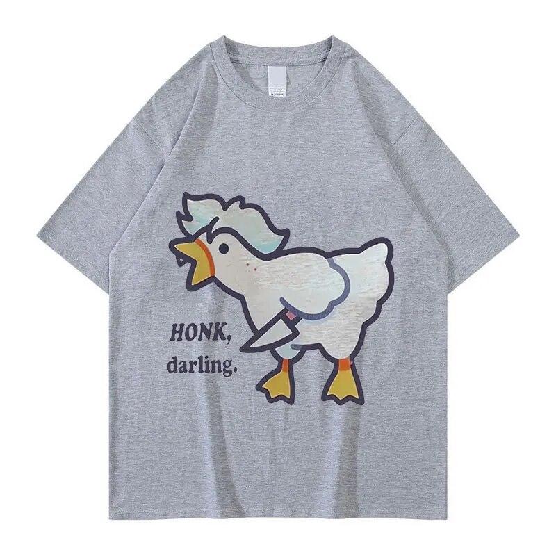 Cute Funny Goose Astarion 2023 Новая графическая футболка унисекс WoUnisex Ретро футболки с короткими рукавами Летняя мода Хлопковая футболка большого размера