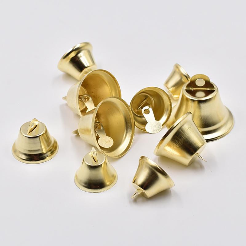 10-50Mm Gold Plated Bells Ornaments Trumpet Mini Jingle Bells Christmas Decor