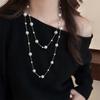 Elegant Double Layer Simulated Pearl Sweater Necklace For Women Female Collares Long Chain Necklace