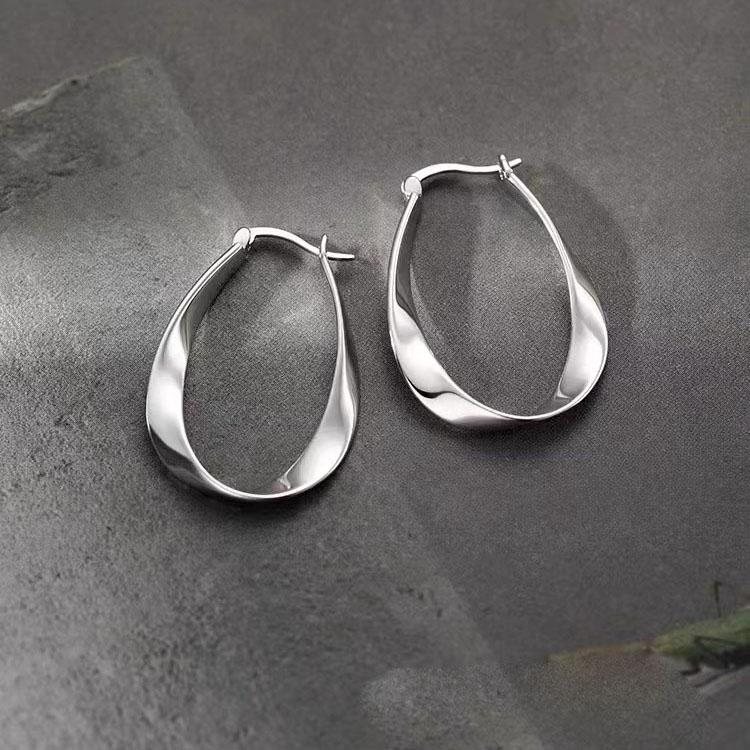 Xiaomi BF CLUB 925 Sterling Silver Earrings For Women Trendy Simple Oval Twist Earring Jewelry Prevent Allergy Party Accessories