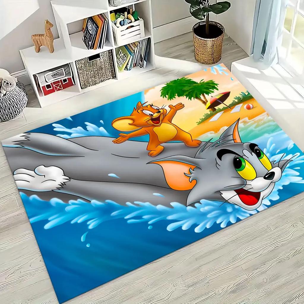 3D ковер с рисунком мультфильма Том и Джерри (Кот и Мышь) для спальни, гостиной, дивана, прихожей, большой нескользящий напольный коврик для детей