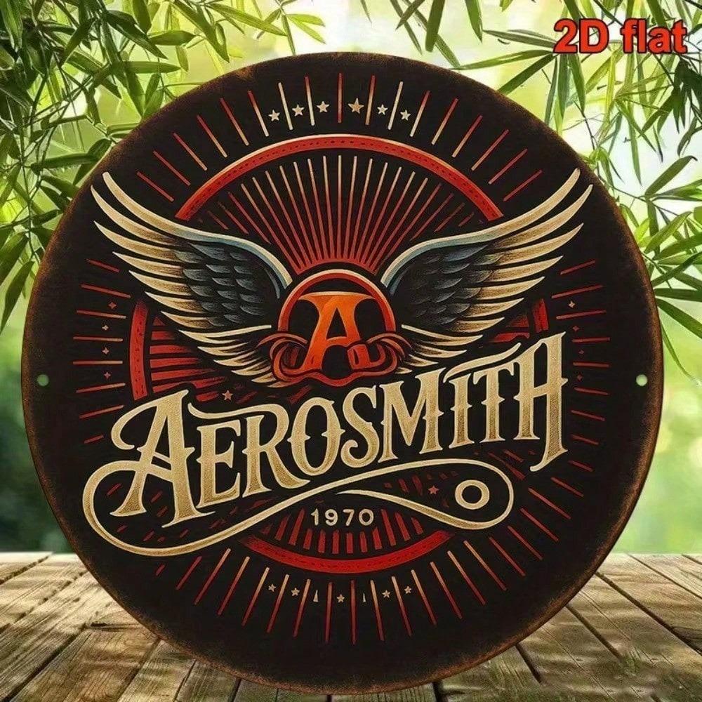 Ретро металлическая табличка Aerosmith 8x8 дюймов Винтажный логотип группы Жестяной плакат Домашнее настенное искусство Декор бара паба
