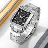 SKMEI Square Watch Stylish Stainless Steel Arm Watch Waterproof Analog Business Casual Chronograph Watch Luxury Present Silver Black Wach for Men