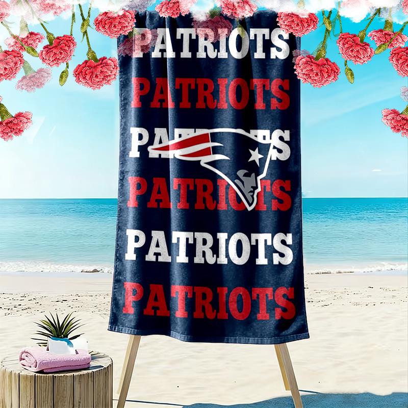 New England Patriots Logo Print Beach Towel, Large Soft Quick Dry Towel for Beach Camping Swimming