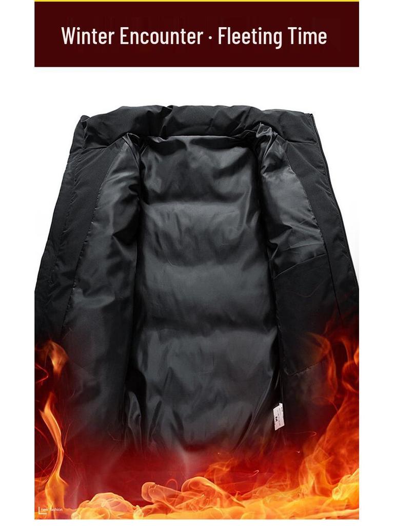 2025 Men's Hong Kong Style Loose Stand Collar Winter Cotton Jacket