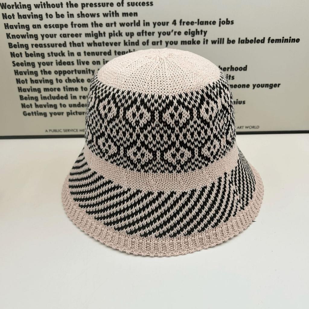 Sweet double spell new knitted hat women's summer fashion show washbasin hat travel shopping breathable bucket hat