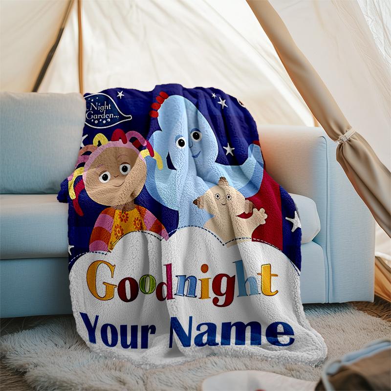 Customizable In the Night Garden Throw Blanket – Personalized Name, All-Season Cozy Snug Blanket, Machine Washable, Personalized Blanket