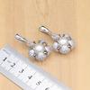 Flower Shaped Silver Color Jewelry Set Simulated Pearls Beads Women Jewelry Set  Wedding Jewelry