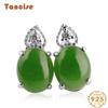 Tancise 925 Sterling Silver Jade Zircon Earrings Drop Earrings For Women Wedding Party Gifts