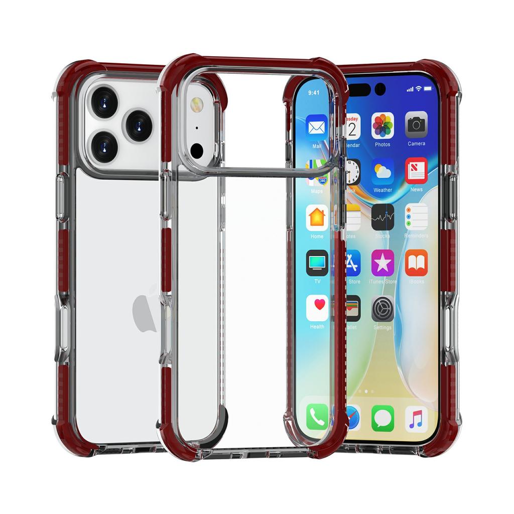 Новый прозрачный чехол для мобильного телефона iPhone18ProMax подходит для Apple 18, акриловый, с цветным краем, с подушкой безопасности, противоударный чехол.