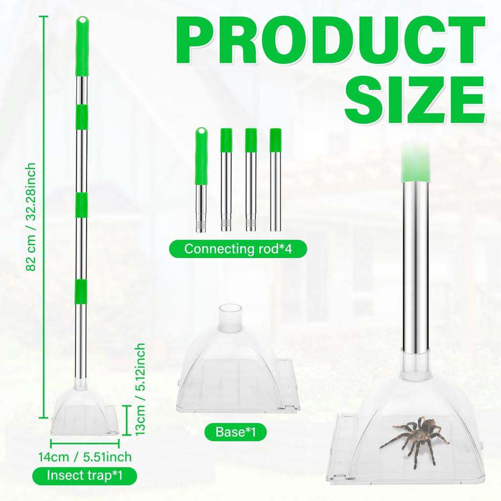 Long Handle Spider Grabber Pest Catcher Net Cover For Indoor Outdoor Stink Bug Moth Cockroach Centipedes Scorpions Catching Tool
