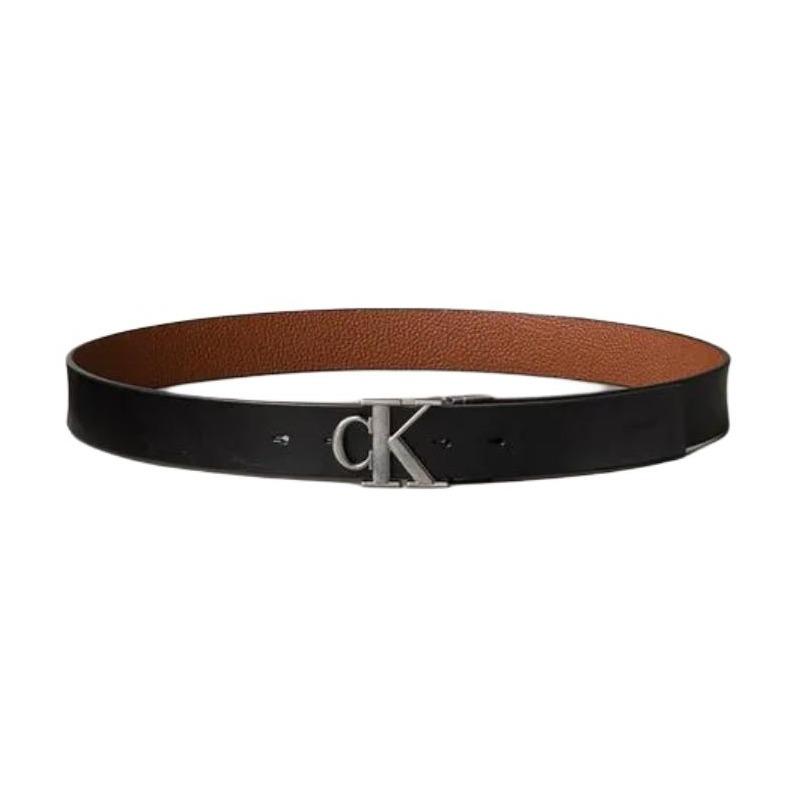 Calvin Klein Мужской ремень из зернистой коровьей кожи с пряжкой-монограммой, черный, ширина 3,5 см, 4D7049G-UKF