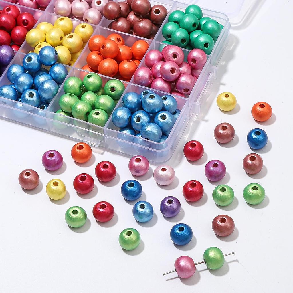 30 шт., 10 мм, круглые бусины из натурального дерева, перламутровые, окрашенные, для подвесок, браслета, ожерелья, бахрома, художественное ремесло, украшенные аксессуары ручной работы «сделай сам»