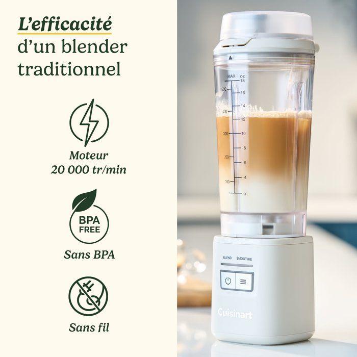 Blender portable - CUISINART - PBL100E Blast&Go - 120 W - 500 ml - 50 dB - Blanc