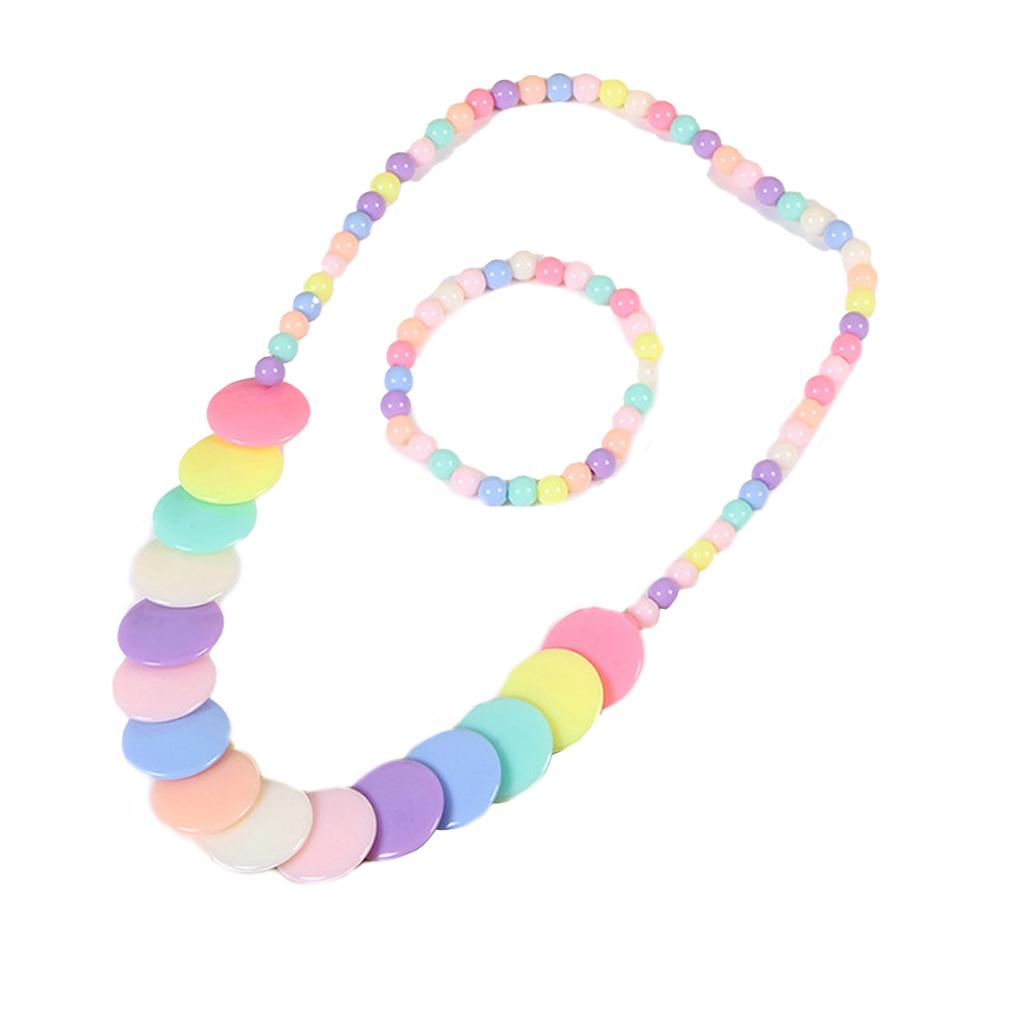 Милый цветок Радуга ожерелье и браслет комплект ювелирных изделий шарм комплект цветные бусины ювелирные изделия пластиковая текстура для девочек