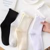 Cotton Women Ruffle Socks Comfortable JK Sock Cute Medium Tube Sock