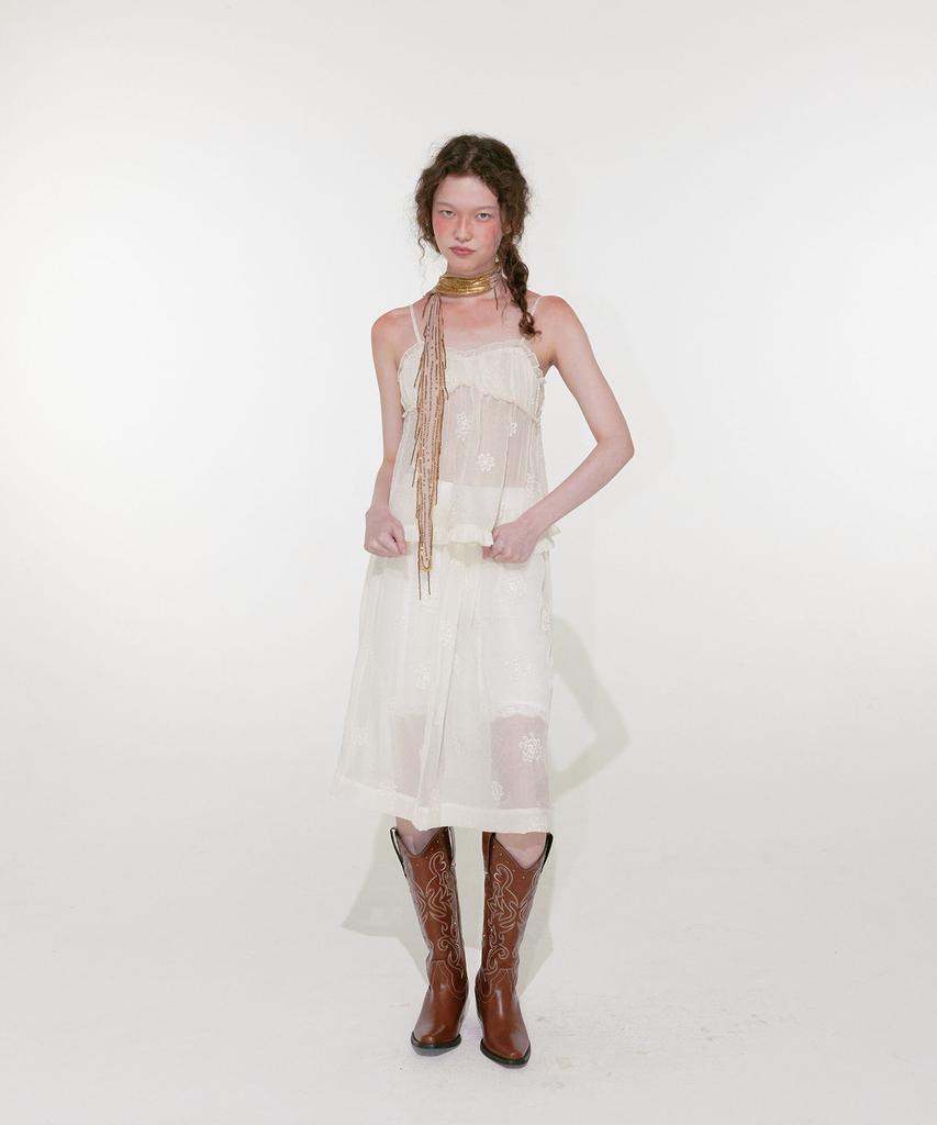 Lulu Seoul Chloe See Through Skirt (Ivory)