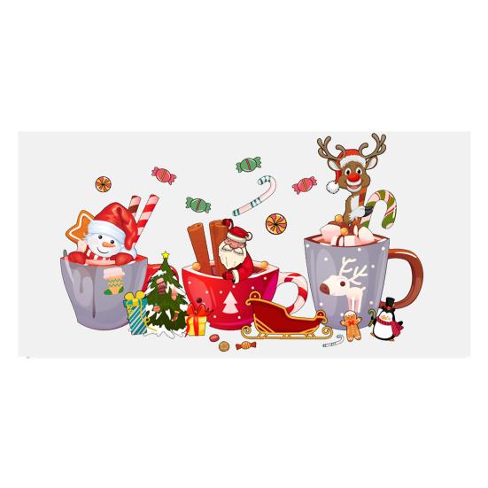 Наклейка на чашку Рождественская елка Санта-Клаус Водонепроницаемая самоклеящаяся Отличная липкость Противоскользящая прозрачная печать Кофейная чашка УФ DTF наклейка