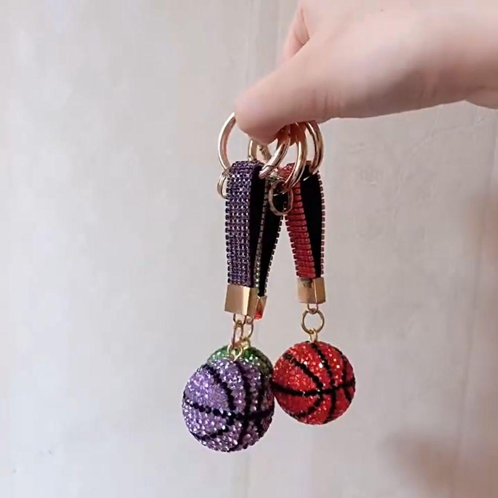 Круглая бусина Баскетбольная подвеска Стразы Спортивный брелок Подарочный брелок Баскетбольный мяч унисекс