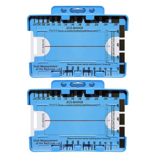 Transparent 7-Step Ruler Measuring Tool Waterproof Compact Design ECG-Interpretation Pocket Reference Guide