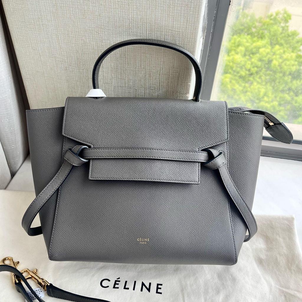 [Pre-Owned] Belt Micro Classic Brand Gold Logo Solid Color Flap Grain Leather Catfish Bag Handheld Shoulder Crossbody Bag Mini - Very Good #1ADQ4K4
