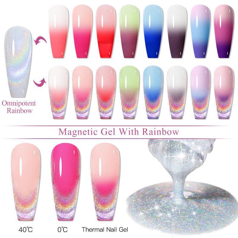 2 шт. Mtssii 6 мл терморадужный голографический магнитный гель с изображением кота, изменяющий температуру, магнитный гель-лак, лазерный гель для замачивания