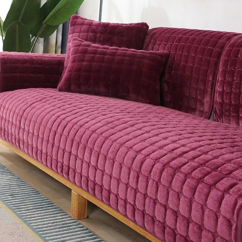 Solid Flannel Thicken Color Fashion Plush Sofa Towel Soft Velvet Couch Cover For Sofa Antislip Sofa Cover For Living Room
