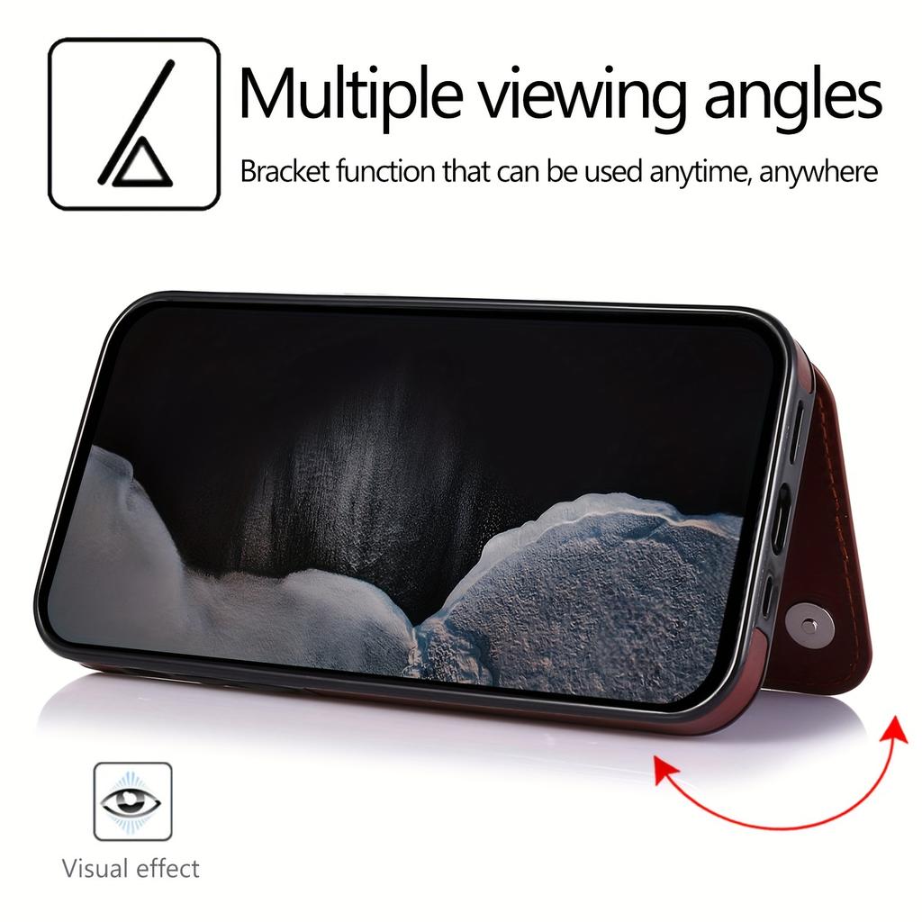 Чехол для телефона-кошелька с держателем для карт, чехол с подставкой для карт из искусственной кожи, двойной магнитной застежкой и прочным противоударным чехлом, для IPhone