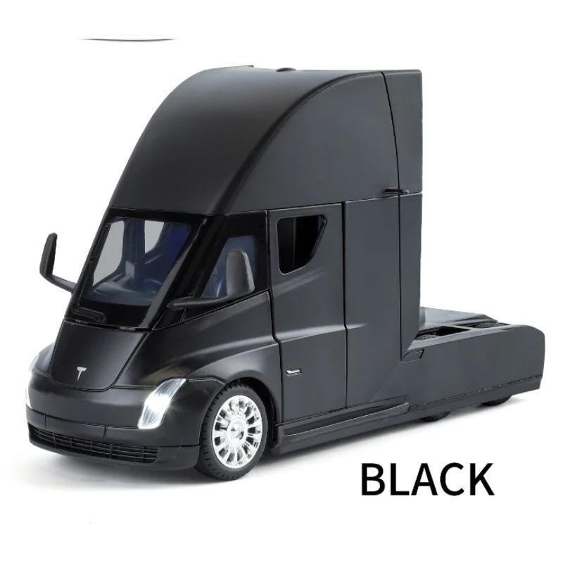1/24 Tesla Semi Trailer Truck Alloy Diecast Car Model with Sound and Light Pull Back Truck Vehicle Model Boy Collection Gift