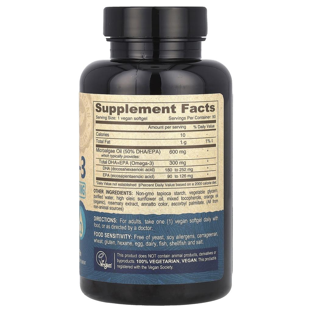 Vegan Omega-3, Dha-Epa, 300 Mg, 90 Vegan Softgels