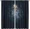 Gothic Dark Misty Forest Curtains, Mysterious Horror Foggy Dim Dead Jungle Under Strange Bright Moon,Thermal Insulation Blackout