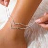 Double Layer Rhinestone Geometric Anklet - Fashionable Beach Jewelry for Women.