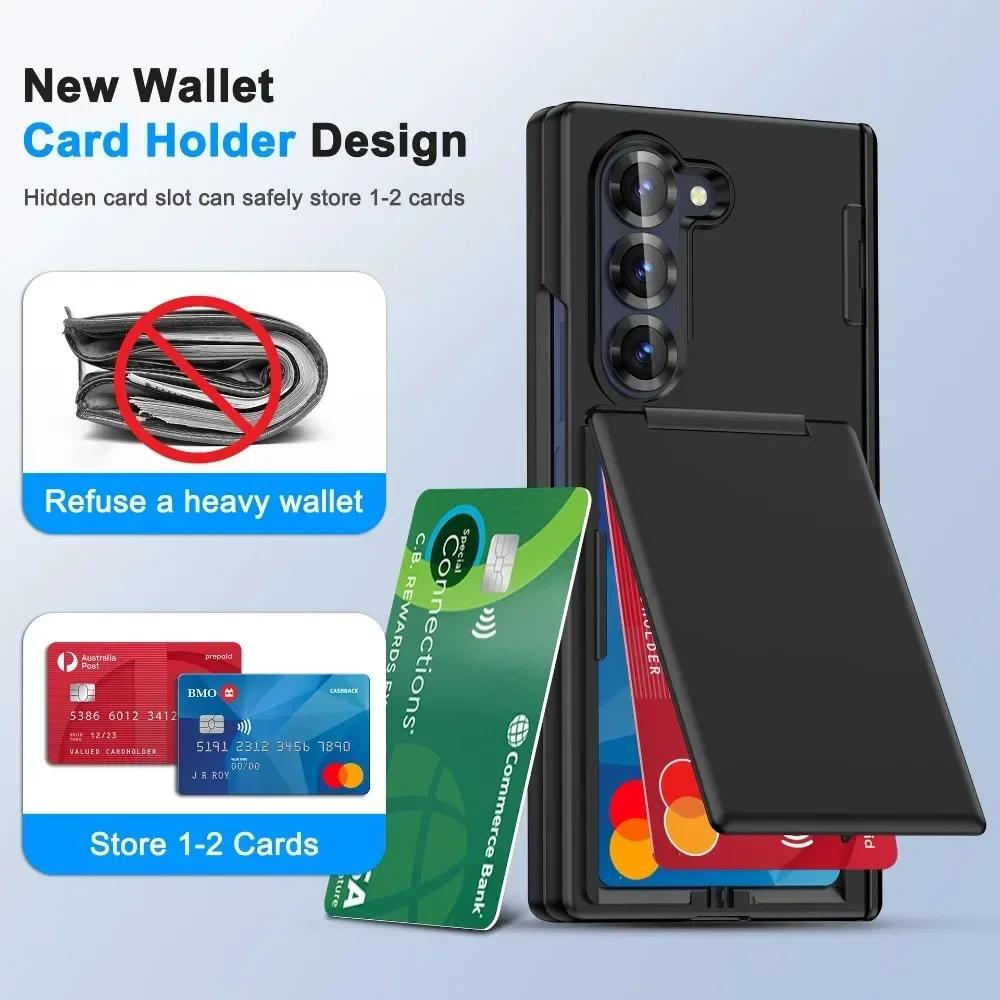 Роскошный чехол-книжка с подставкой для Samsung Galaxy Z Fold 7 6 Fold7 Fold6 5G, складной кронштейн, матовая крышка с держателем для карт