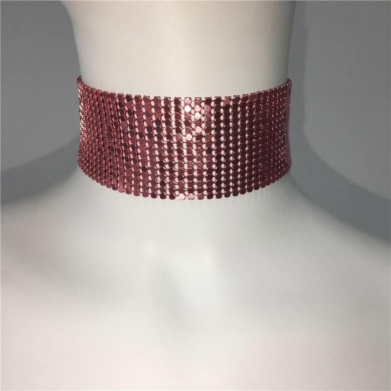 Модный орнамент чокер преувеличенное ожерелье хип-хоп пайетки панк-метал