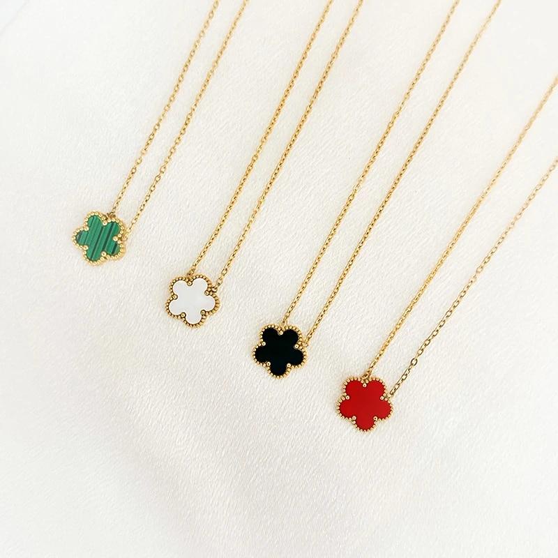 Комплект украшений с цветами из нержавеющей стали, рождественские подарки, роскошные современные модные очаровательные ожерелья, серьги, браслет, ювелирные изделия для женщин