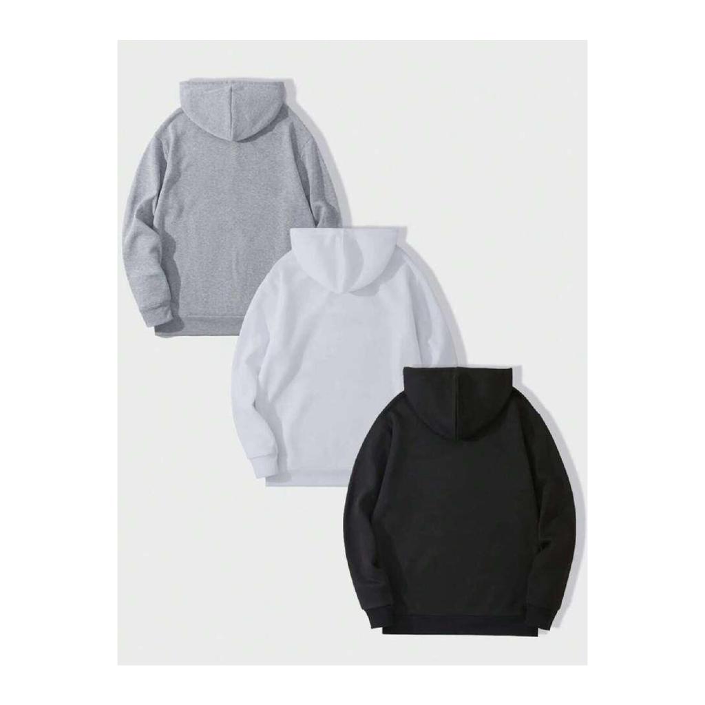 Унисекс, однотонная толстовка оверсайз с капюшоном из 3 предметов без принта