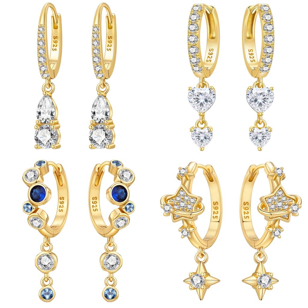 Orstarry 925 Sterling Silver 18k Gold Elegant Water Droplet Drop Earrings Women Earrings Fashion Party Original Jewelry Gifts