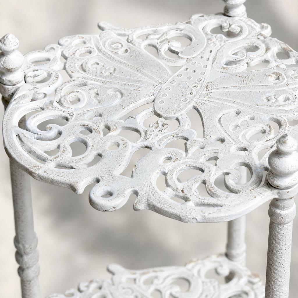 Ornate Metal Plant Stand with Scroll Detailing Stable for Balcony, Entryway