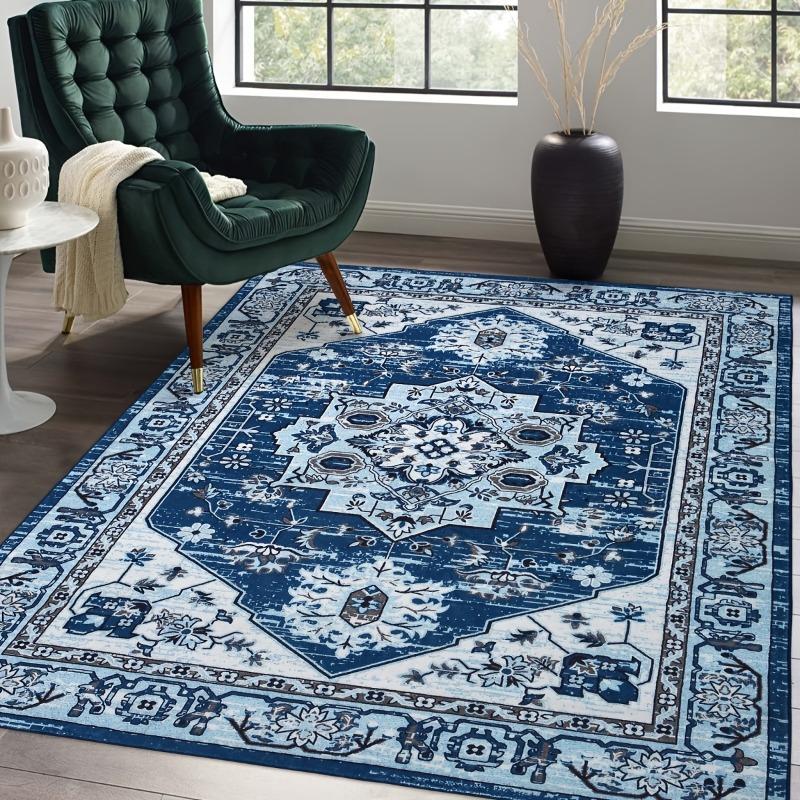 Machine Washable Rug Vintage Indoor Welcome Doormat Non-Slip Persian Kitchen Sink Rug Floor Carpet for Entrance Bedroom