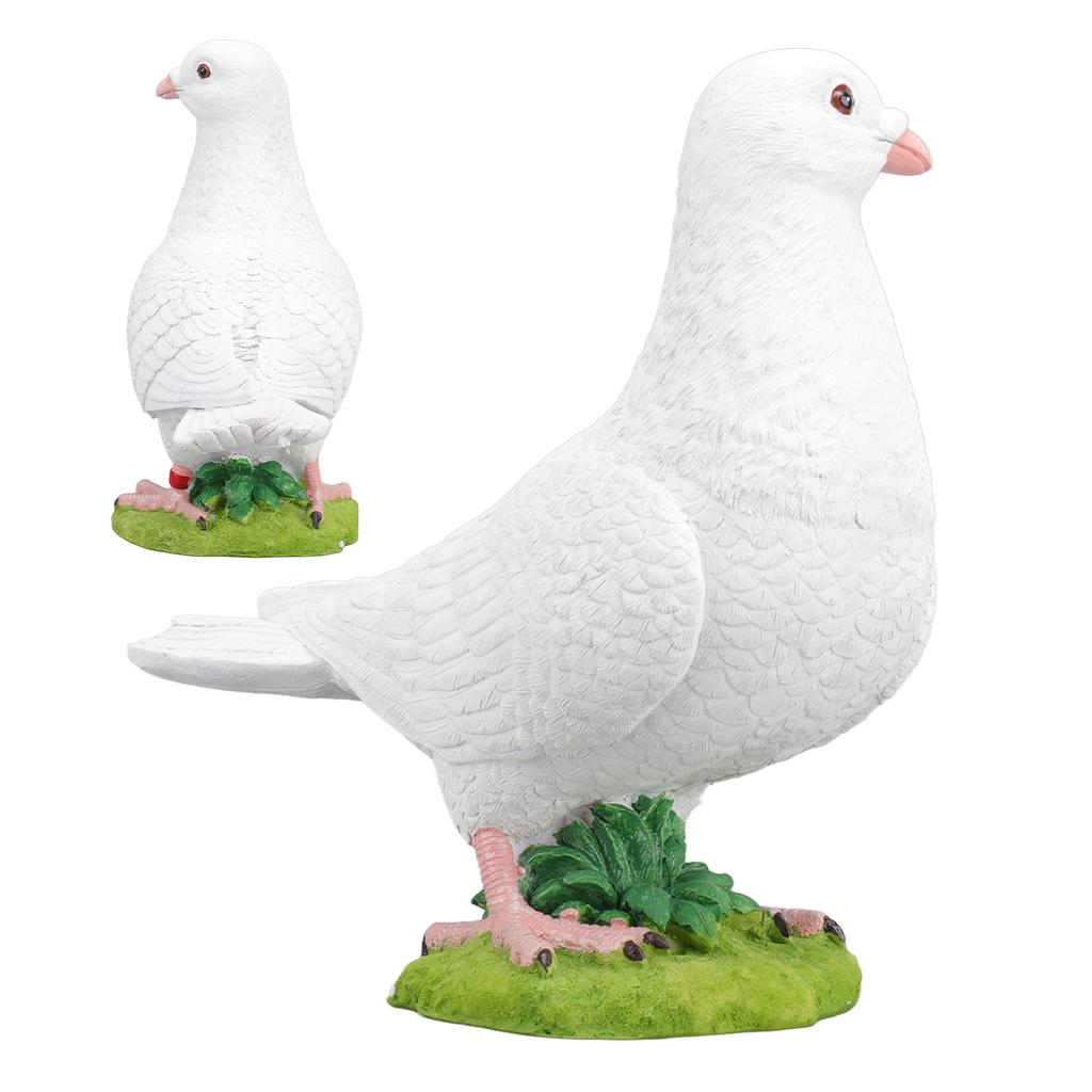 Artificial White Doves Ornament High Simulation Resin White Feather Birds Ornaments for Garden Home Decoration Head