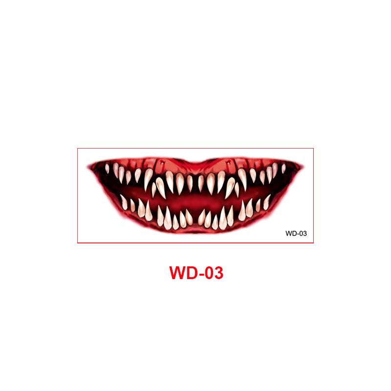 New Halloween horror big mouth tattoo sticker party party fun makeup thriller DIY mouth makeup sticker