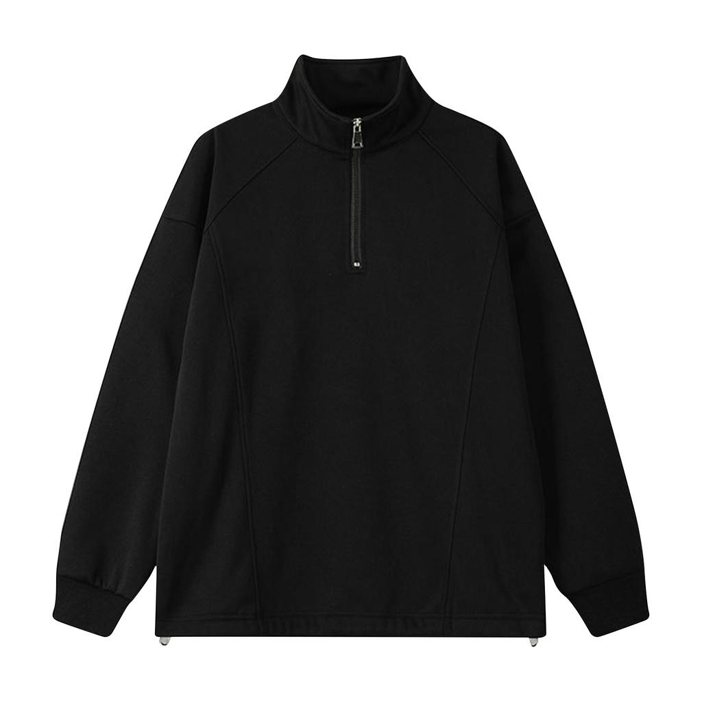 Stand Up Collar Half Zipper Fleece Sweatshirt Fashionable Casual Sports Top