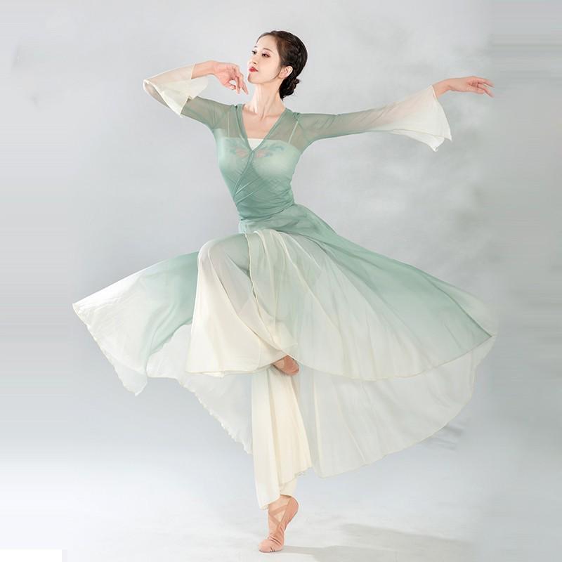 Элегантное платье из марли для китайского классического танца - Приталенный костюм для выступления в сказочном стиле