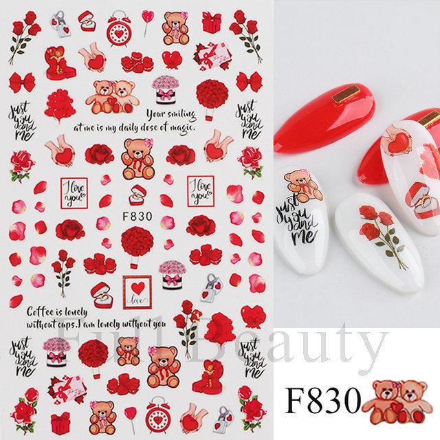Nail Art Stickers, Romantic Valentine'S Day Love Cartoon Panda Love Adhesive Nail Stickers