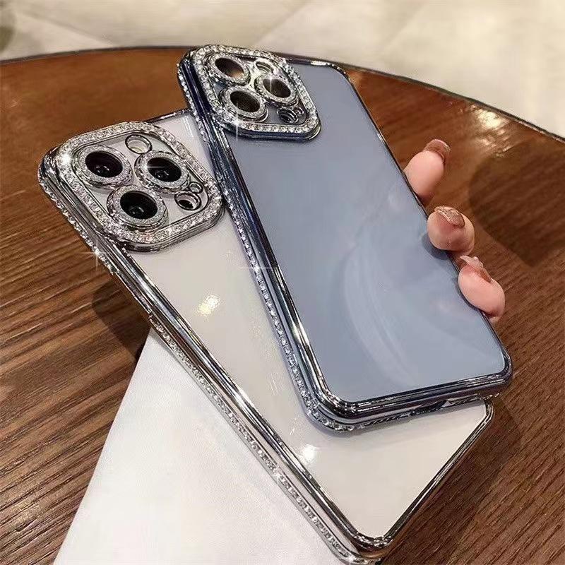 Роскошный прозрачный чехол для телефона с бриллиантовым блеском для iPhone 15 14 13 12 11 Pro Max Plus, прозрачный бампер, противоударный чехол