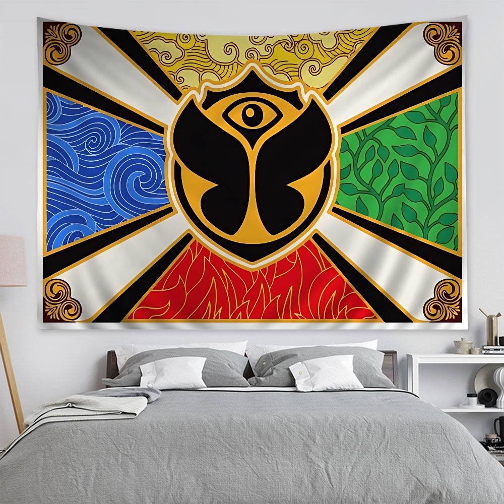 TTomorrowland Music Logo Printed Large Wall Tapestry Art Science Fiction Room Home Decor Decor Blanket