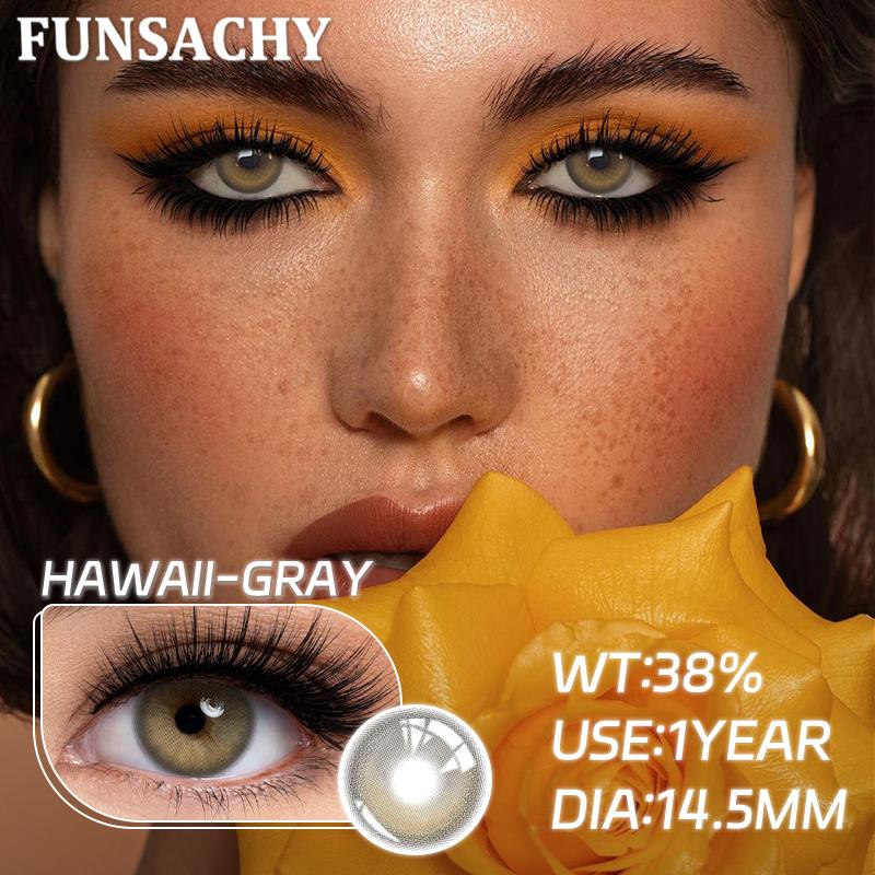 FUNSACHY 1 пара цветных контактных линз для глаз, натуральные модные линзы, серые зрачки, голубые линзы для глаз, косметика, мягкие контакты