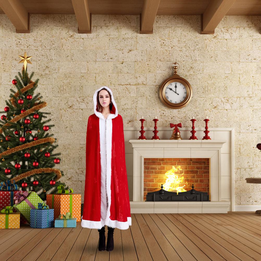 1,5 м Красный плащ с капюшоном Рождественский костюм Санта-Клауса Плащ Красный для рождественской вечеринки Косплей