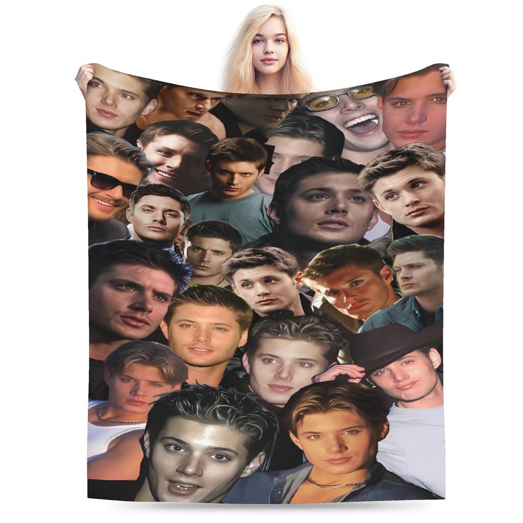 Jensen Ackles Flannel Blanket Winter Dean Winchester Super Warm Throw Blanket for Children Couch Bed Novelty Bedspread